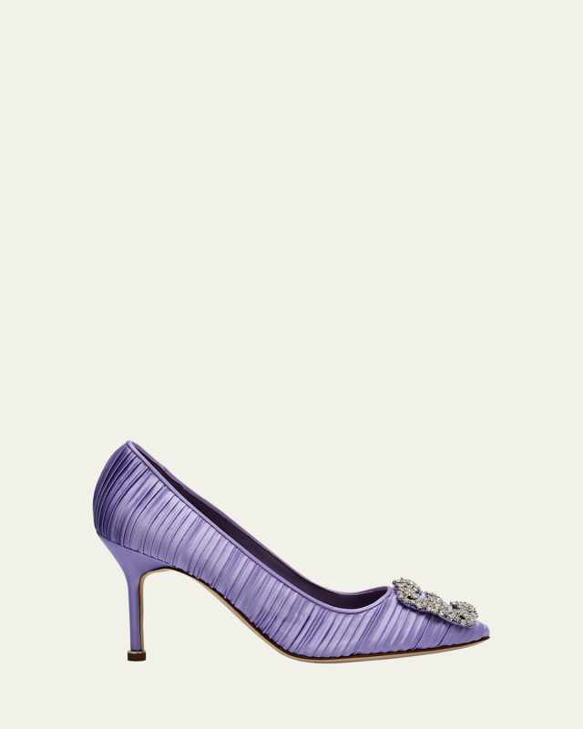 Hangisi Pleated Satin Buckle Pumps